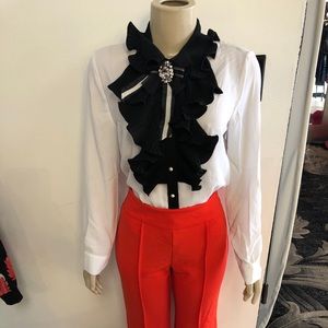 Women elegant top and high waist pants